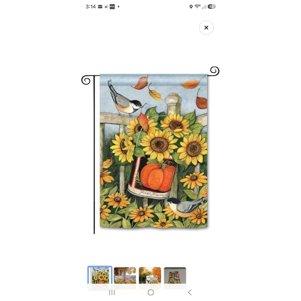 Fall Garden Flags 12X18 Double Sided Outside, Pumpkins Sunflower Autumn Yard Out